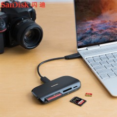 闪迪影像伴侣USB-C多合一读卡器UHS-II 电脑SD卡TF卡通用SDDR-631