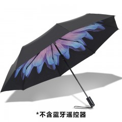 劲捷蓝牙自拍伞太阳伞防晒防紫外线折叠女黑胶遮阳晴雨两用拍照伞