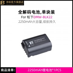 沣标DMW-BLK22相机电池for松下Lumix DC-S5 S5K全画幅单反2250mAh大容量电池配双槽座充电器套装配件非原装