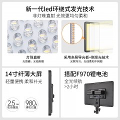 金贝P30BI摄影摄像补光灯led双色温平板灯便携户外人像夜景视频拍摄打光灯珠宝玉器美食饰品直播常亮柔光灯